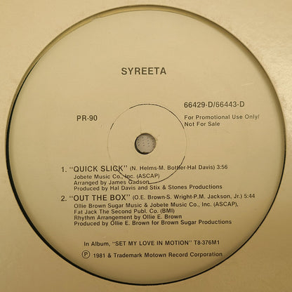 Syreeta : Quick Slick / Out The Box (12", Promo)