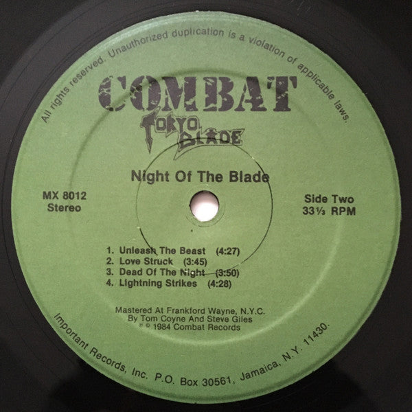 Tokyo Blade : Night Of The Blade (LP, Album)