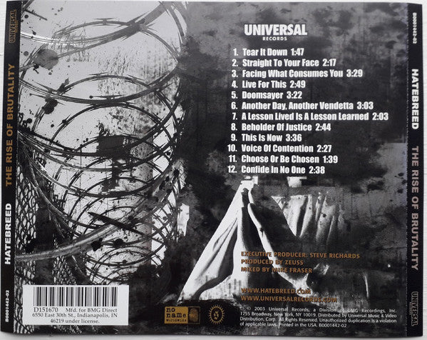 Hatebreed : The Rise Of Brutality (CD, Album, Club)