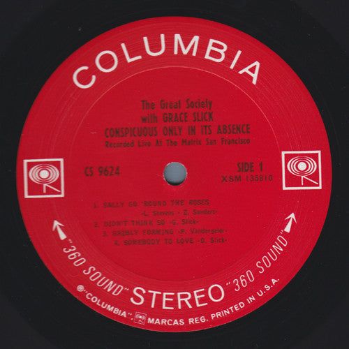 The Great Society With Grace Slick : Conspicuous Only In Its Absence (LP, Album, San)