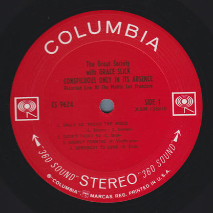 The Great Society With Grace Slick : Conspicuous Only In Its Absence (LP, Album, San)