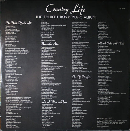 Roxy Music : Country Life (LP, Album, Pre)
