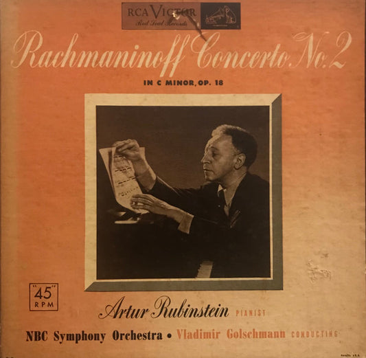 Sergei Vasilyevich Rachmaninoff, Arthur Rubinstein, NBC Symphony Orchestra • Vladimir Golschmann : Concerto No. 2 In C Minor, Op. 18  (5x7", Album, RE, Can + Box)