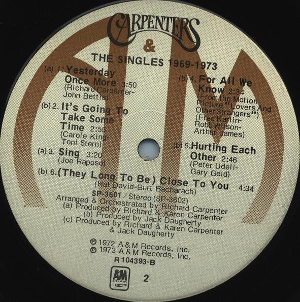 Carpenters : The Singles 1969-1973 (LP, Comp, Club, RE, Ind)