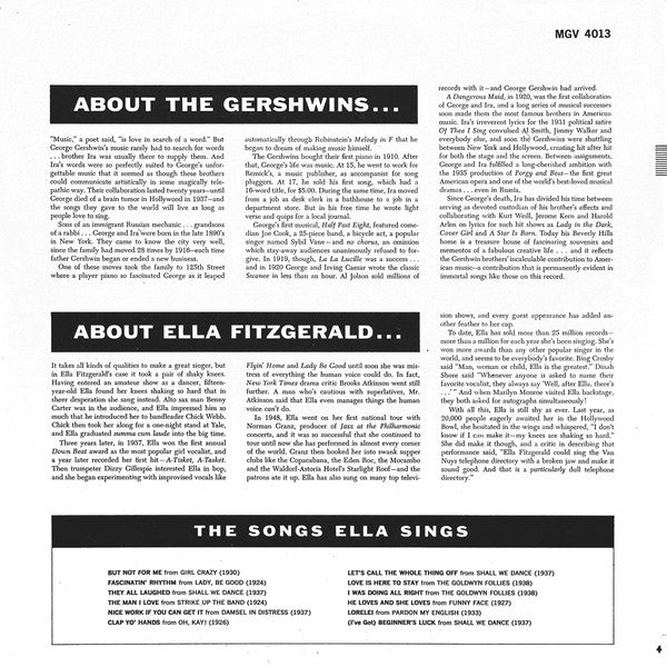 Ella Fitzgerald : Ella Fitzgerald Sings The Gershwin Song Book Vol. 1 (LP, Album, Mono)