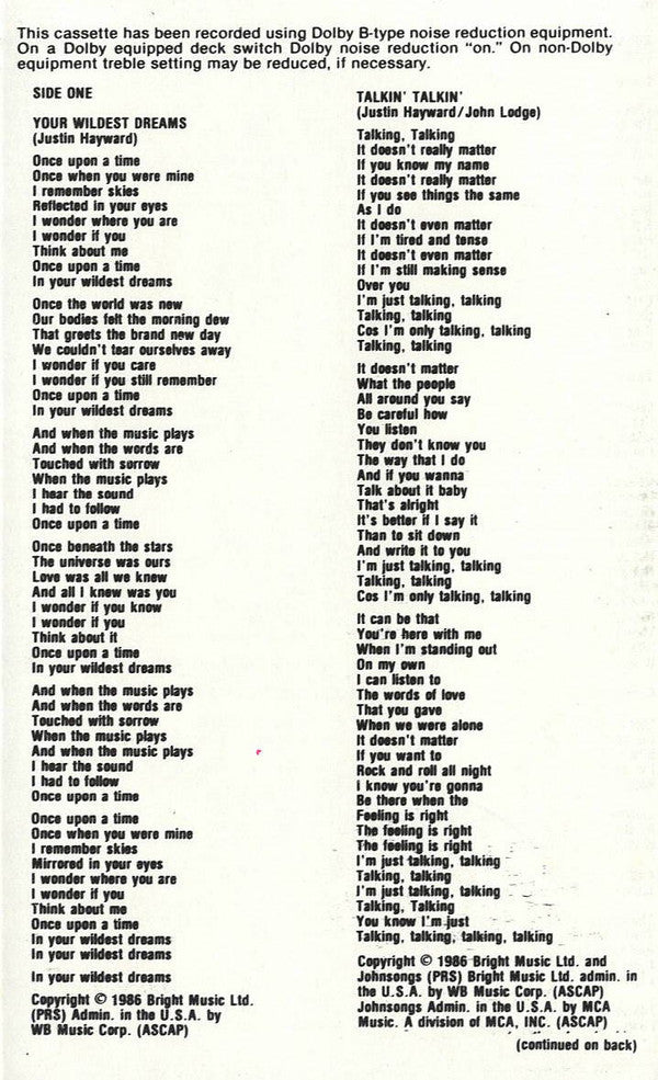 The Moody Blues : The Other Side Of Life (Cass, Album)