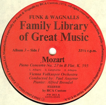 Wolfgang Amadeus Mozart : The Piano  Concerto In B Flat - Funk & Wagnalls Family Library Of Great Music - Album 3 (LP, Comp)