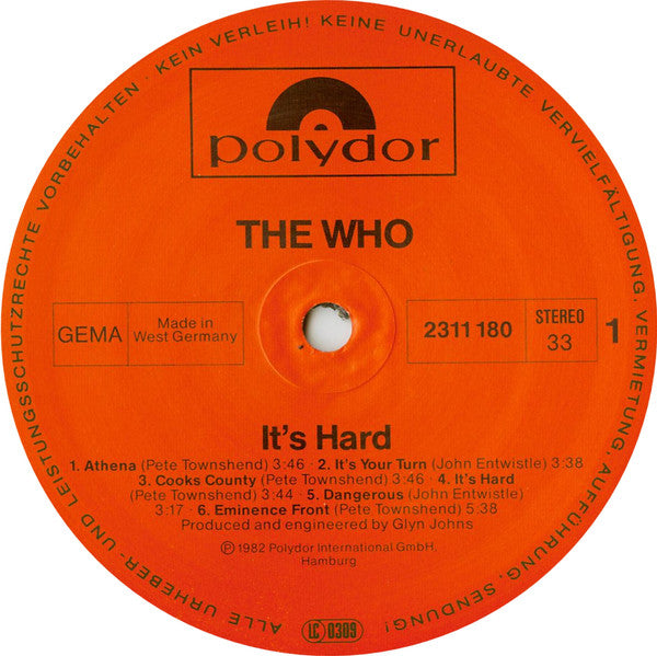 The Who : It's Hard (LP, Album)