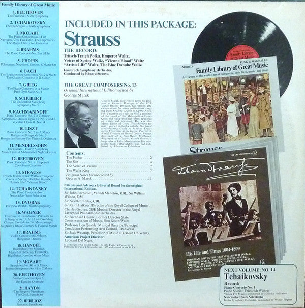 Johann Strauss Jr. : Tritsch-Tratsch Polka, Emperor Waltz, Voices Of Spring Waltz, "Vienna Blood" Waltz, "Artist's Life" Waltz, The Blue Danube Waltz (LP, Album)