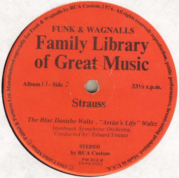 Johann Strauss Jr. : Tritsch-Tratsch Polka, Emperor Waltz, Voices Of Spring Waltz, "Vienna Blood" Waltz, "Artist's Life" Waltz, The Blue Danube Waltz (LP, Album)