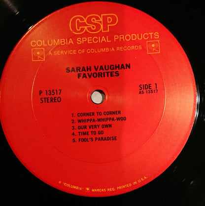 Sarah Vaughan : Favorites (LP, Comp)