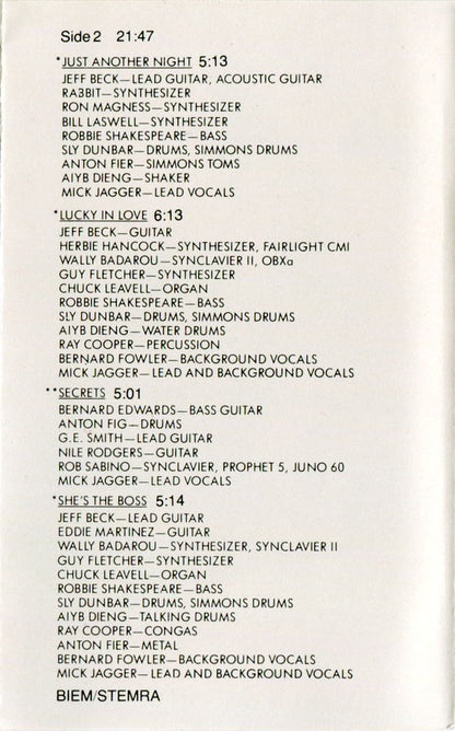 Mick Jagger : She's The Boss (Cass, Album)