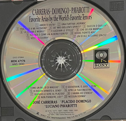José Carreras, Placido Domingo, Luciano Pavarotti : Favorite Arias By The World's Favorite Tenors (CD, Album, Comp)