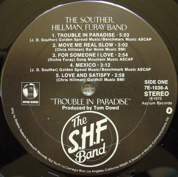 The Souther-Hillman-Furay Band : Trouble In Paradise (LP, Album, San)
