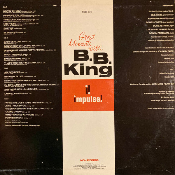 B.B. King : Great Moments With B.B. King (2xLP, Comp, Club)