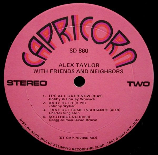 Alex Taylor (4) : With Friends And Neighbors (LP, Album, MO )