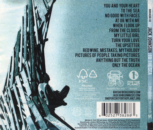 Jack Johnson : To The Sea (CD, Album, Dig)