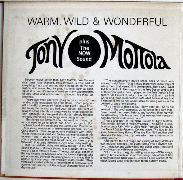 Tony Mottola With The Groovies (6) : Warm, Wild & Wonderful (LP, Album, Gat)