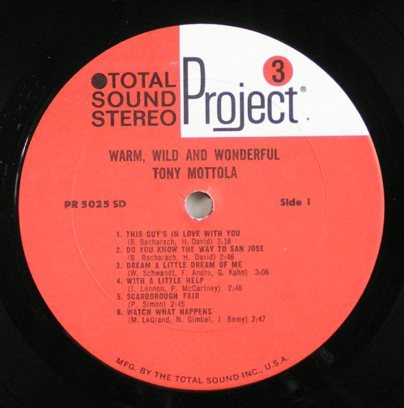 Tony Mottola With The Groovies (6) : Warm, Wild & Wonderful (LP, Album, Gat)