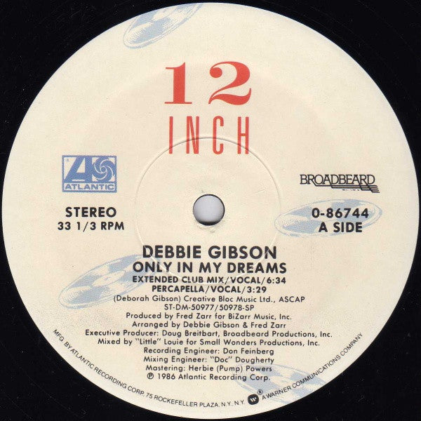 Debbie Gibson : Only In My Dreams (12", Single, RE)