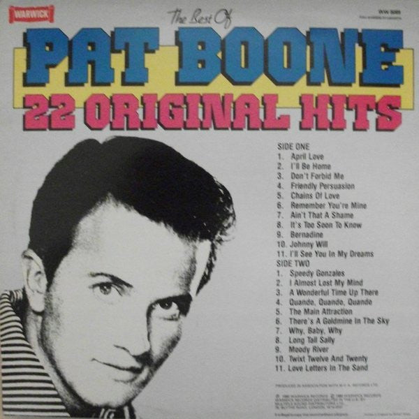 Pat Boone : The Best Of Pat Boone - 22 Original Hits (LP, Comp)