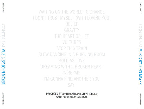 John Mayer : Continuum (CD, Album, RE, Sli)