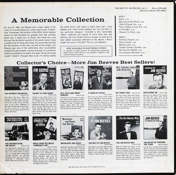 Jim Reeves : The Best Of Jim Reeves Vol. II (LP, Comp)