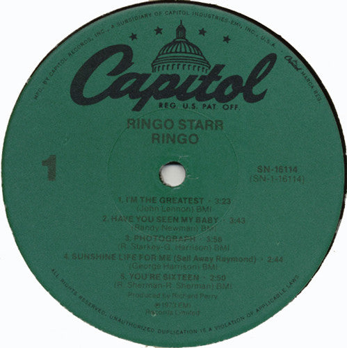 Ringo Starr : Ringo (LP, Album, RE, Jac)