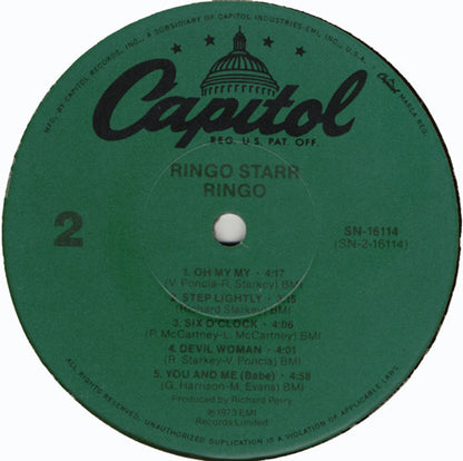 Ringo Starr : Ringo (LP, Album, RE, Jac)