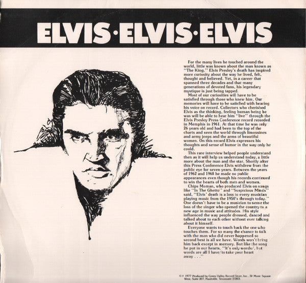 Elvis Presley : 1961 Press Conference Memphis, Tennessee  (12")