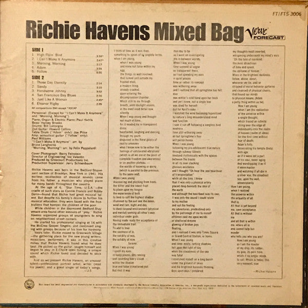 Richie Havens : Mixed Bag (LP, Album, Mono)