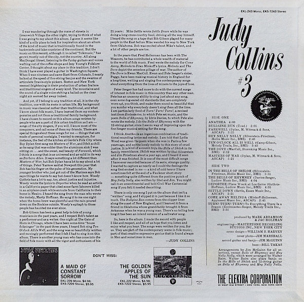 Judy Collins : Judy Collins #3 (LP, Album, RE)