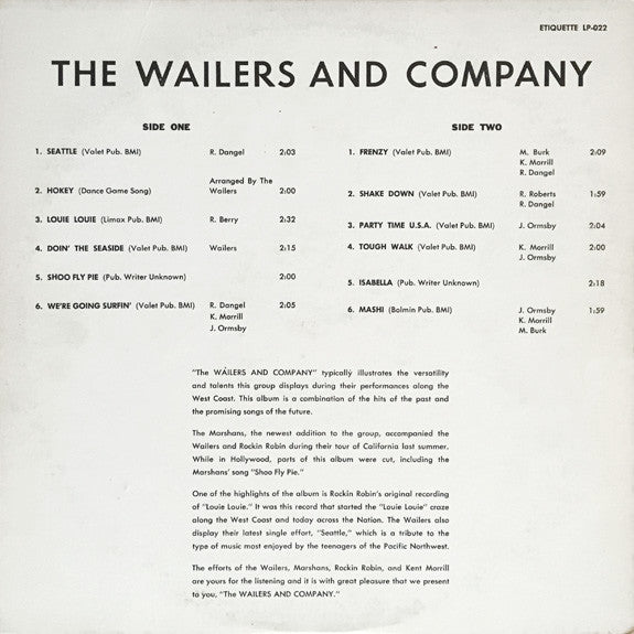 The Wailers (2) With Rockin' Robin Roberts, The Marshans, Kent Morrill : The Wailers And Company (LP, Album, Mono)