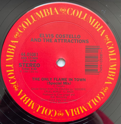 Elvis Costello & The Attractions : The Only Flame In Town (12", Single, Pit)