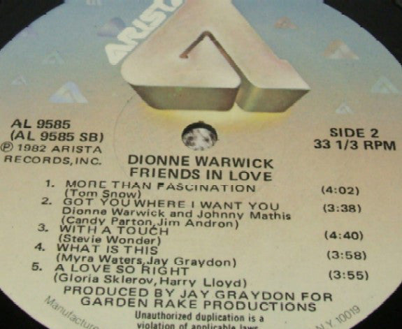 Dionne Warwick : Friends In Love (LP, Album)