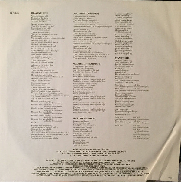 Accept : Russian Roulette (LP, Album)