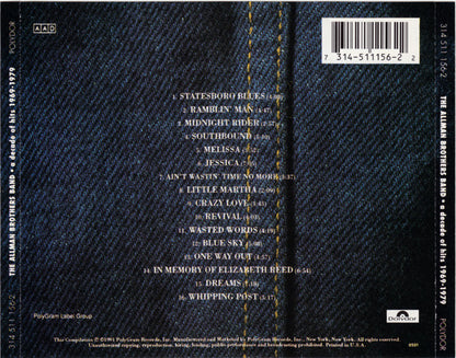 The Allman Brothers Band : A Decade Of Hits 1969-1979 (CD, Comp)