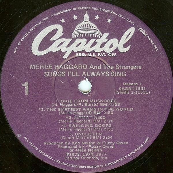 Merle Haggard And The Strangers (5) : Songs I'll Always Sing (2xLP, Comp, RE, Pur)