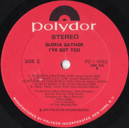 Gloria Gaynor : I've Got You (LP, Album, P/Mixed, All)