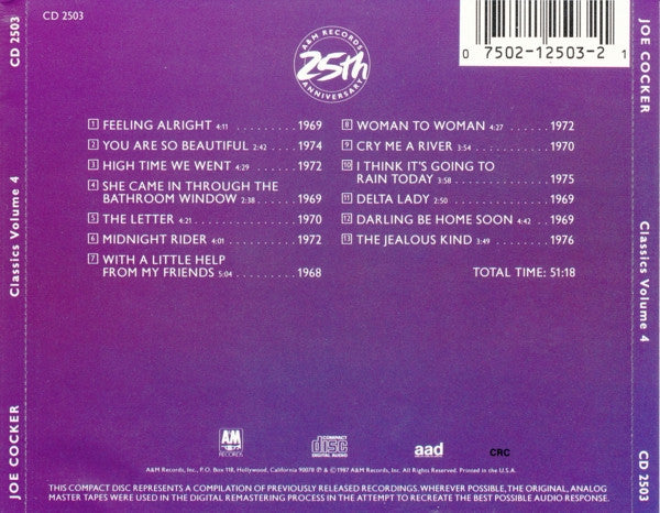 Joe Cocker : Classics Volume 4 (CD, Comp, Club, RE, CRC)