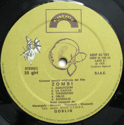 Goblin : Zombi (Colonna Sonora Originale Del Film) (LP, Album, Whi)