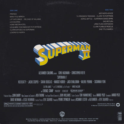 Ken Thorne : Superman II (Original Sound Track) (LP, Album, Etch)