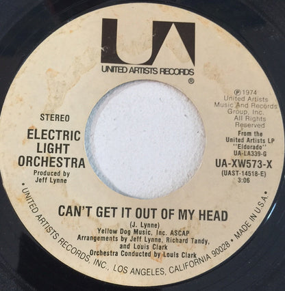 Electric Light Orchestra : Can't Get It Out Of My Head (7", Single, Styrene, Ter)