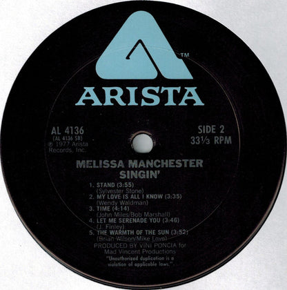 Melissa Manchester : Singin' (LP, Album, San)