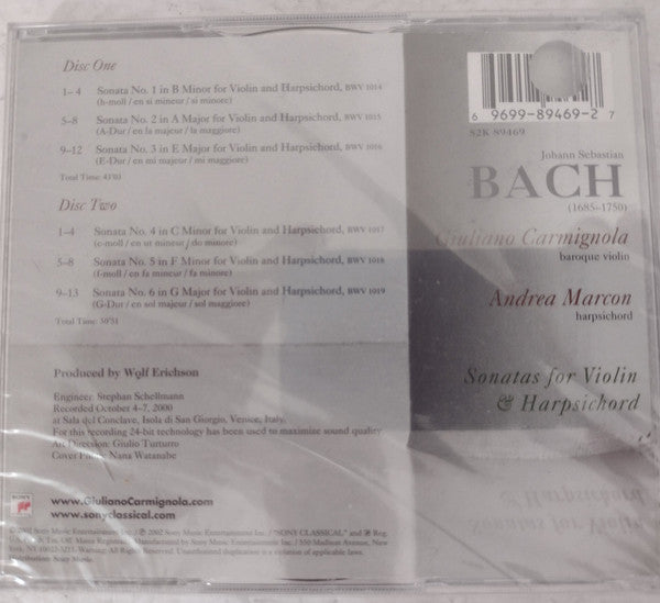 Johann Sebastian Bach, Giuliano Carmignola, Andrea Marcon : Sonatas For Violin & Harpsichord (2xCD, Album)