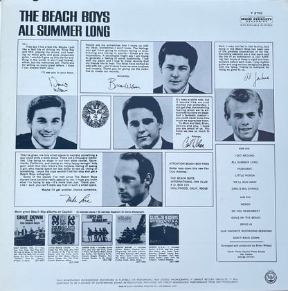 The Beach Boys : All Summer Long (LP, Album, Mono)