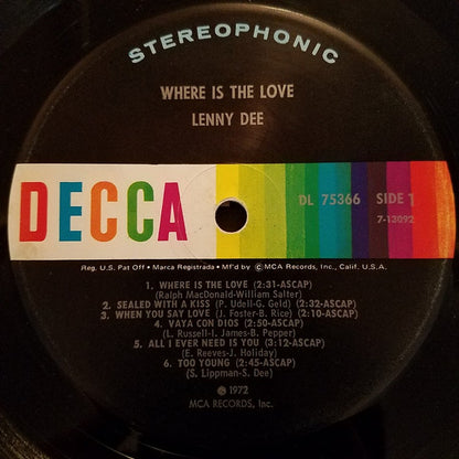 Lenny Dee (2) : Where Is The Love (LP, Album)