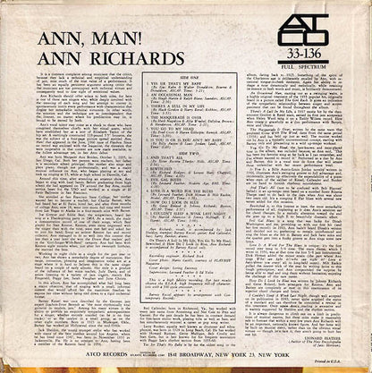 Ann Richards : Ann, Man! (LP, Album, Mono)