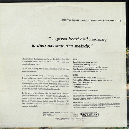 Eddy Arnold : Country Songs I Love To Sing (LP, Album, RE, Ind)