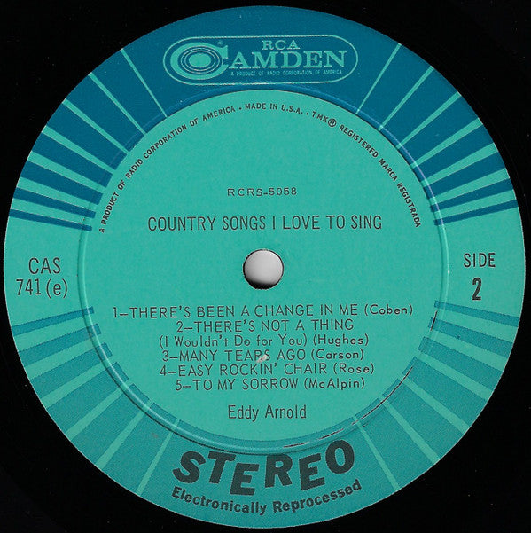 Eddy Arnold : Country Songs I Love To Sing (LP, Album, RE, Ind)